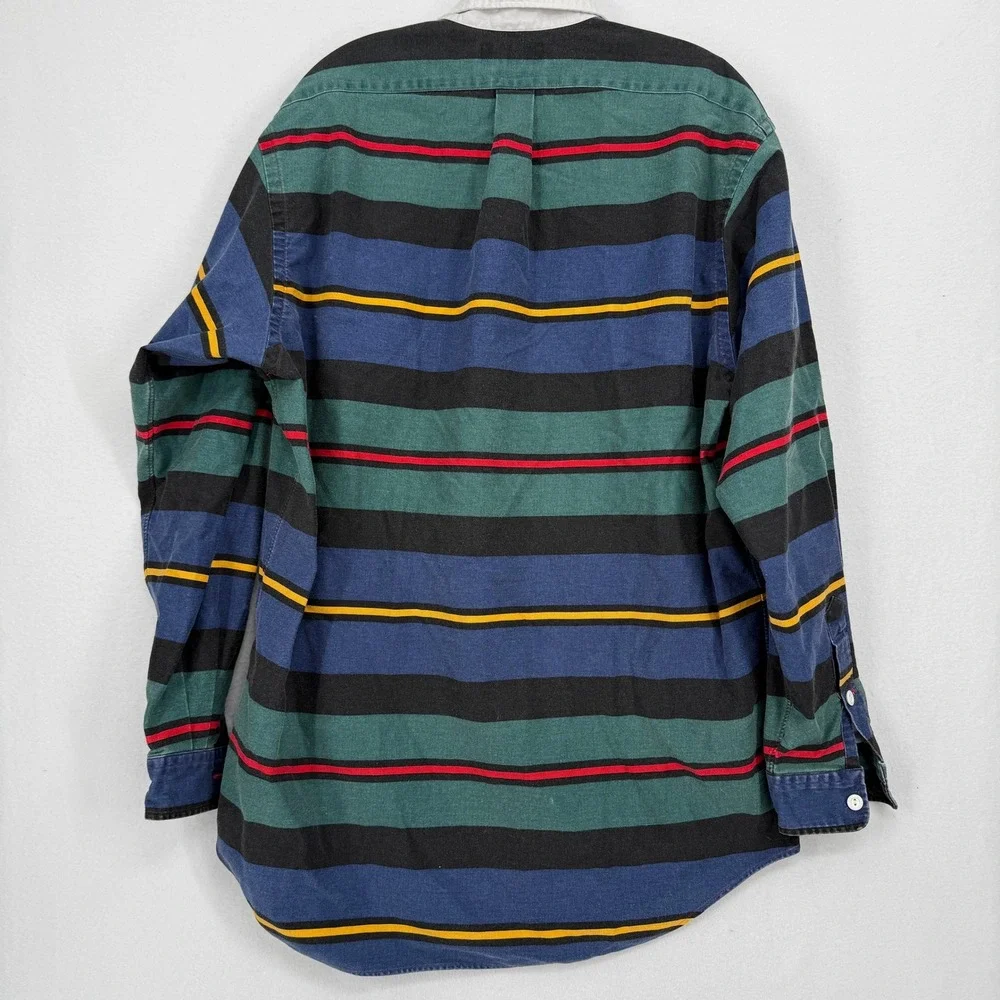 Polo Ralph Lauren Rugby Shirt Mens Large Multi Color Oversized Striped Cotton